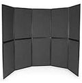 10-Panel Trade Show Display with Black Aluminum Frame, Easy Setup, Carrying Bags Included, Double-Sided - Black and Gray Hook & Loop-Receptive Fabric
