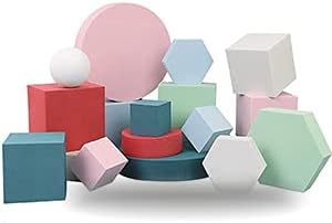 8PCS Geometric Cube Photo Props Set, Hard Foam Photography Background Props for Goods, Crafts, Lipstick, Jewelry, Cosmetics, Makeup Tools, Food (Red)