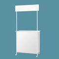 Folding Portable Promotion Counter Table - Pop Up Podium for Trade Shows, Events & Tastings, Commercial Display Booth Kiosk with Banner Stand(Size:80 * 40 * 180cm,Color:MDF Board)