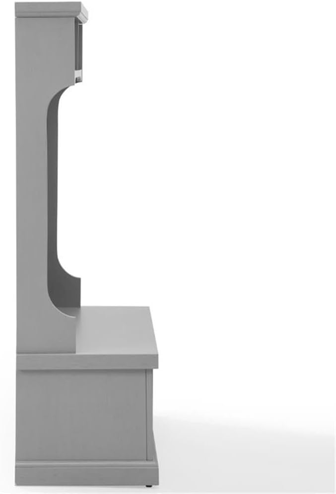 Pemberly Row Coastal Wood Hall Tree in Distressed Gray and Chrome