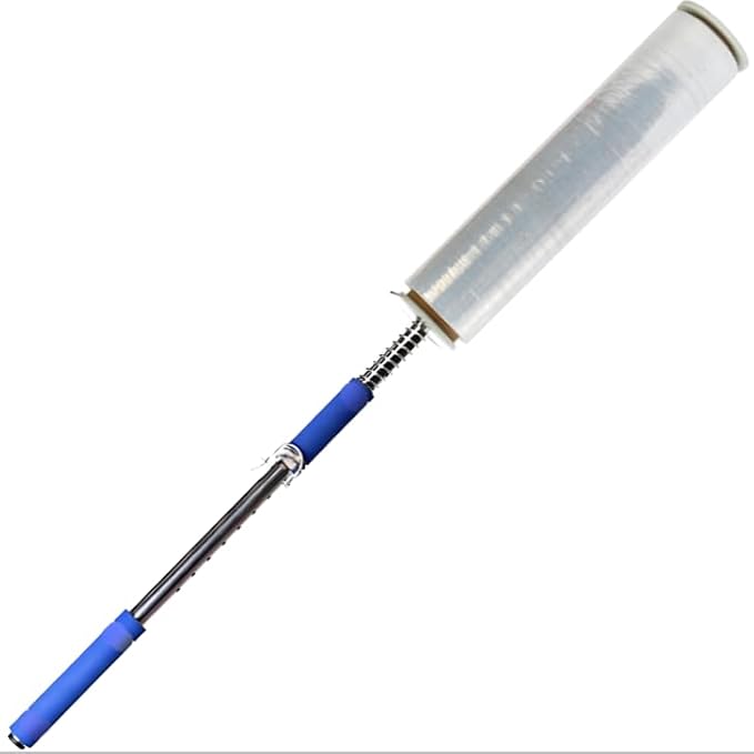 Long Handle Stretch Film Dispenser – 47" Heavy Duty Shrink Wrap Pole Tool – Fits 2-3" Core & 6-20" Film Width – Easy Pallet Wrapping