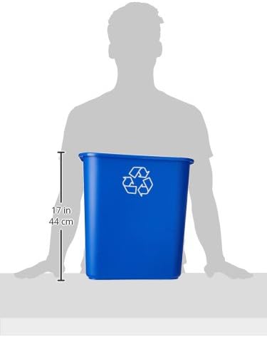 United Solutions 7 Gallon/28 Quart Efficient Recycle Wastebasket | Fits Under Desk | Small, Narrow Spaces in Commercial, Kitchen, Home Office, Dorm | Easy to Clean, 1 Pack, Blue, Model Number: WB0084