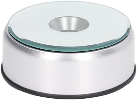 Diydeg Rotating Display Stand, 4" 360° Rotating Round Display Base Stand with Lights, Battery Powered(Without), Circular Display Pedestal for 3D Crystal Cube Glass Art Acrylic Statues