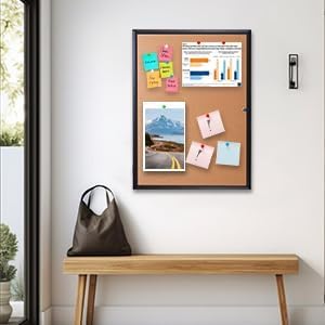 Outdoor Bulletin Board 38x28 Inch Enclosed Tamper-Proof Cork Notice Board with Rust-Resistant Aluminum Frame & Lock, Weatherproof for Hospital, Restaurant Kitchen, Office (Black Frame)