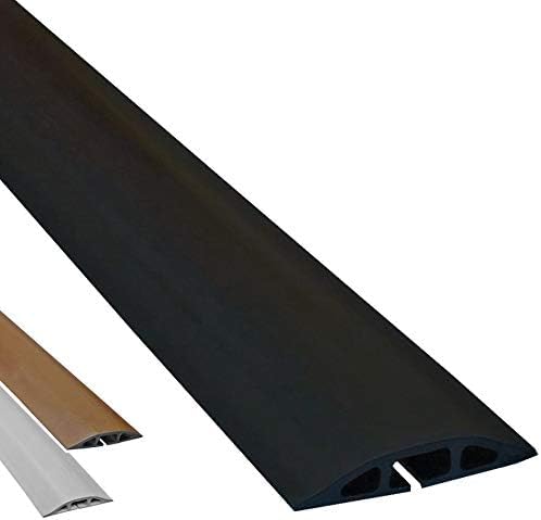 Electriduct D-2 Low Profile Rubber Duct Cord Cover Floor Cable Protector - 5 Feet - Black - Pack of 2 (Raw Rubber Material)