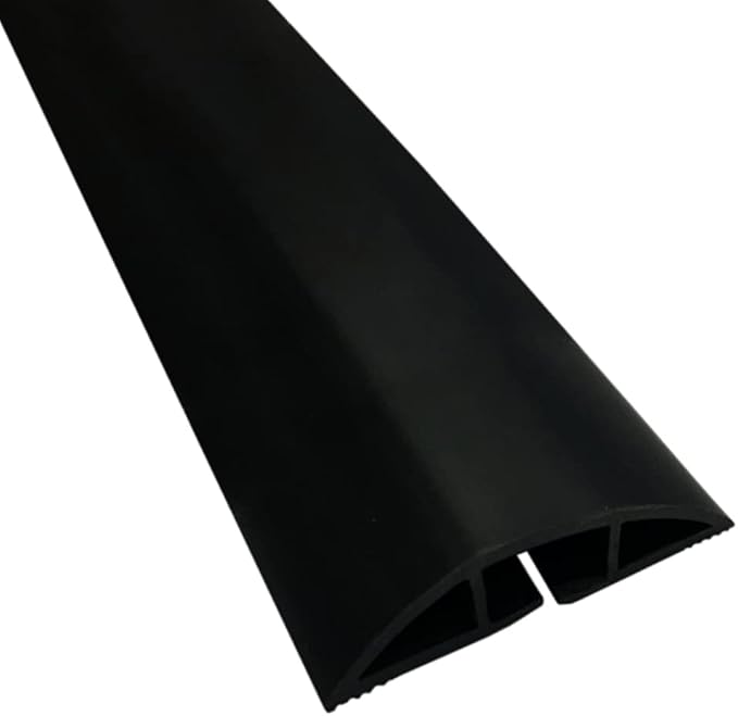Kable Kontrol Floor Cord Cover kit - 6 Feet Long Black Plastic Cable Protector, Hides Cords and Conceals Wires, for Extension Cord Cable Management, Channel Size 0.75” W x 0.43” H