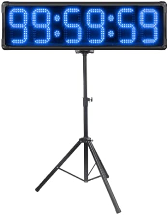 AZOOU 8-inch Double Sided Hours Minutes Seconds LED Race Timing Clock Support Countdown/up Timer Running Events Countdown/up with Tripod Blue Color