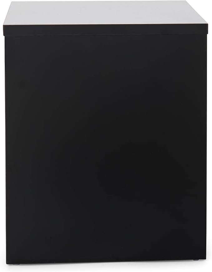 Displays2go Black Retail Display Pedestal with Collapsible Design – Black (WDCUBEBLK1)