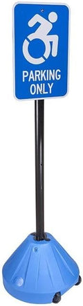 Tip-n-Roll Portable Pole 2 Sign Holder | 18"w x 12"h Wheeled Base | Blue Base | 48”h Pole (PP2-BLUE)