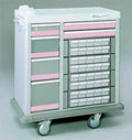 MSEC, 6 Drawer Full Sized 40 Bin Medication Cart, No Trim, Gray (Blue Trim)