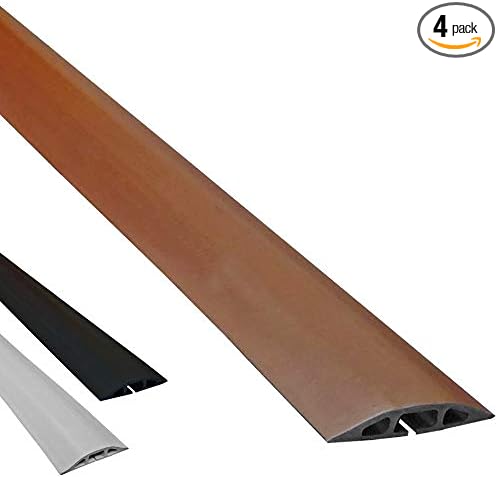 Electriduct D-2 Low Profile Rubber Duct Cord Cover Floor Cable Protector - 5 Feet - Brown - Pack of 4 (Raw Rubber Material)