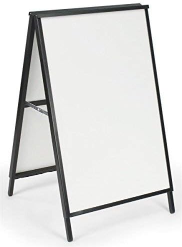 A-Frame Sidewalk Sign for 22x28 Poster Boards, Free-Standing, Double-Sided Real Estate Display Fixture for Outdoor Use, Poster Boards Not Included - Black, Steel