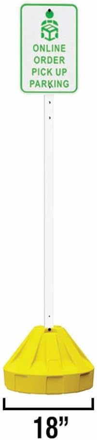 Plasticade Roll-A-Post Portable Sign Post with 60" Power Post Plastic Signpost, Designed for Schools, Sidewalks or Parking Lots, Durable and Resistant to Weathering, Yellow Base with Black Post