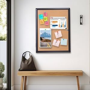 Enclosed Bulletin Board 28x26 Inch Indoor Outdoor Tamper-Proof Cork Wall-Mounted Notice Board with Rust-Resistant Aluminum Frame & Lock for Hospital, Restaurant Kitchen, Office (Black Frame)