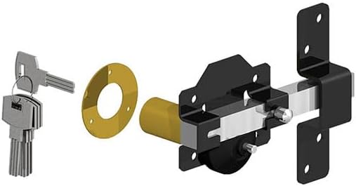 GATEMATE 2”(50mm) Single Locking Premium Long Throw Lock, High Security with Slide Bolt, Stainless Steel & Powder Coated, Corrosion Resistant, Elongated Keep for Gate Drop.
