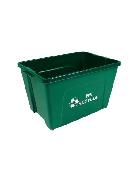 Curbside 18 Gallon Green Recycling Bin with Carrying Handles for Homes or Businesses | Easily Recongizable Bin for Curb - Two Bins - Green