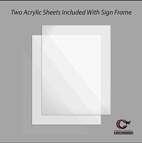 Crowd Control Warehouse Pedestal Standing Floor Sign Frame with Sloped Base, 8.5x11 Inch Vertical, Polished Brass