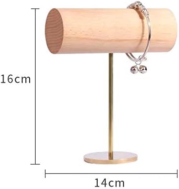 GemeShou White bracelet holder stand for selling, wood bracelet organizers and storage, retail bracelet hanger display for boutique Home Decor【Beech Brass Bracelet Holder-Low】