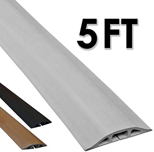Electriduct D-2 Low Profile Rubber Duct Cord Cover Floor Cable Protector - 5 Feet - Gray - Pack of 2 (Raw Rubber Material)