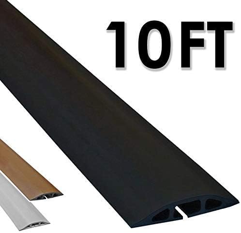 Electriduct D-2 Low Profile Rubber Duct Cord Cover Floor Cable Protector - 10 Feet - Black (Raw Rubber Material)