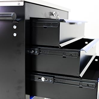 4 Drawer Rolling Tool Chest with Locker, 25.9" D Metal Movable Lockable Tool Cart Box Multi-Functional Hardware Storage Cabinet Box for Warehouse Basement Home Pantry Garage