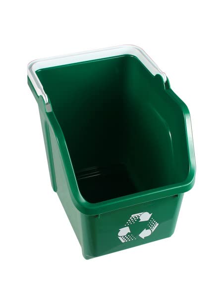 6 Gallon Stackable Recycling Bins Build Your Recycling Center for Homes, Garages, Offices Made of 100% Recycled Plastic and with Carrying Handle - (Green, 1 Pack)