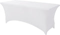 SEPARO Spandex Table Cover 1 Pack 8FT White Fitted Tablecloths,Washable Wrinkle Resistant Stretch Table Cloth Rectangle for Party Hosting Supplies,Wedding Decorations,Vendor Display,Banquet