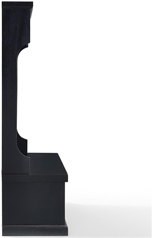 Pemberly Row Tall Entryway Hall Tree with Storage Bench in Distressed Black