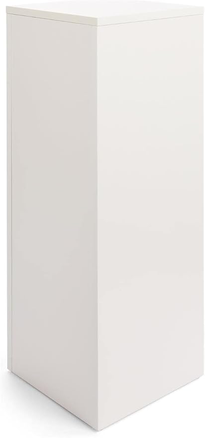 Displays2go, Rectangular Retail Store Pedestal, Laminated Particle Board & Melamine Construction – White Finish (WDCUBEWHT3)