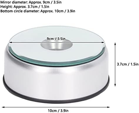 Diydeg Rotating Display Stand, 4" 360° Rotating Round Display Base Stand with Lights, Battery Powered(Without), Circular Display Pedestal for 3D Crystal Cube Glass Art Acrylic Statues