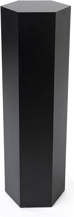 Displays2go Hexagonal Pedestal Display, Laminate, 42-inch Tall - Black (SMHEXPD42BLK)