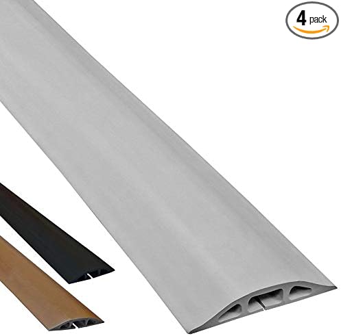 Electriduct D-2 Low Profile Rubber Duct Cord Cover Floor Cable Protector - 5 Feet - Gray - Pack of 4 (Raw Rubber Material)
