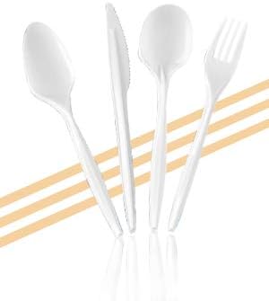Plastic Soup Spoons, Disposable Silverware cutlery, White, Bulk 1000 Count
