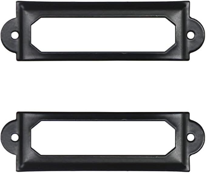 40pcs Black Metal Label Holders Office Library File Drawer Cabinet Card Tag Label Holder Metal Frame 60mm x 17mm