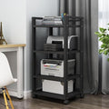 Adjustable 3-Tier Printer Stand, Heavy-Duty Under Desk Cart with Storage Shelf, AV Media Table for Home Office, White & Light Walnut Finish, Space Saver Solution