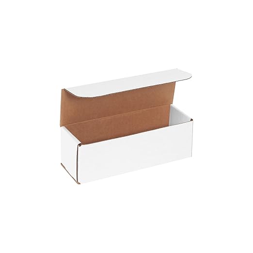Aviditi White Corrugated Cardboard Mailing Boxes, 9" x 3" x 3", Pack of 50, Crush-Proof, For Shipping, Mailing and Storing
