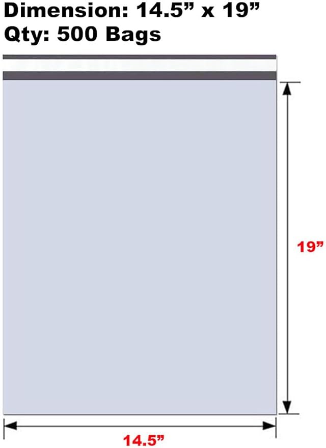 iMBAPrice 14.5x19 Inch White Poly Mailers, 500-Pack (#6 ML Size) Self-Seal Shipping Bags for Clothes, Small Business Packaging Envelopes, Waterproof & Tear-Resistant Mailing Bags