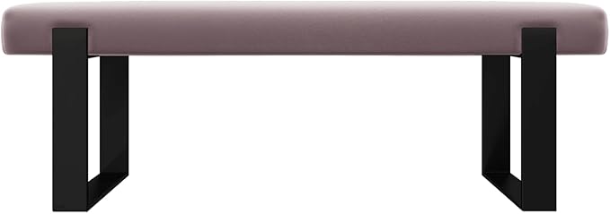 VANT Upholstered Bed Bench - Velvet Dusty Rose - Matte Black - Contemporary Modern, Bedroom Bench Seat, Hallway, or Entryway