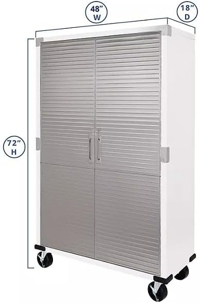 Heavy Duty Storage Solid Stainless Steel Cabinet with Lockable, Adjustable Shelf, Metal Garage Organizer (White, 48" W x 18" D x 72" H)