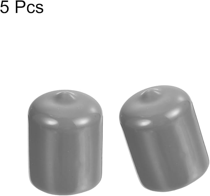 uxcell 5pcs Rubber End Caps Protective Caps 21mm ID Vinyl PVC Round Tube Bolt Cap Cover Screw Thread Protectors Light Gray