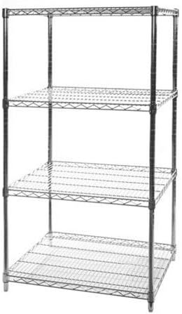 Shelving Inc. 24" d x 30" w x 84" h Chrome Wire Shelving with 4 Tier Shelves, Weight Capacity 800lbs Per Shelf