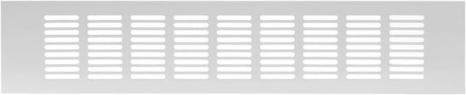 Vent Systems 15.75 x 3.15 Inch (Outer Size) - Pack of 2 - Rectangular Door Vent - White Aluminum Vent Cover, Toe Kick Vent Cover - HVAC for Home, Cabinet Vent - Intake/Exhaust Door Return Air Vent