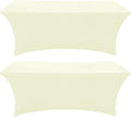 SEPARO 2 Pack 6 Ft Ivory Spandex Table Cover Fitted Rectangular Tablecloth Stretchable Fabric Table Cloth 6 ft Wrinkle-Free for Party Tradeshows Banquet Weddings Cocktail