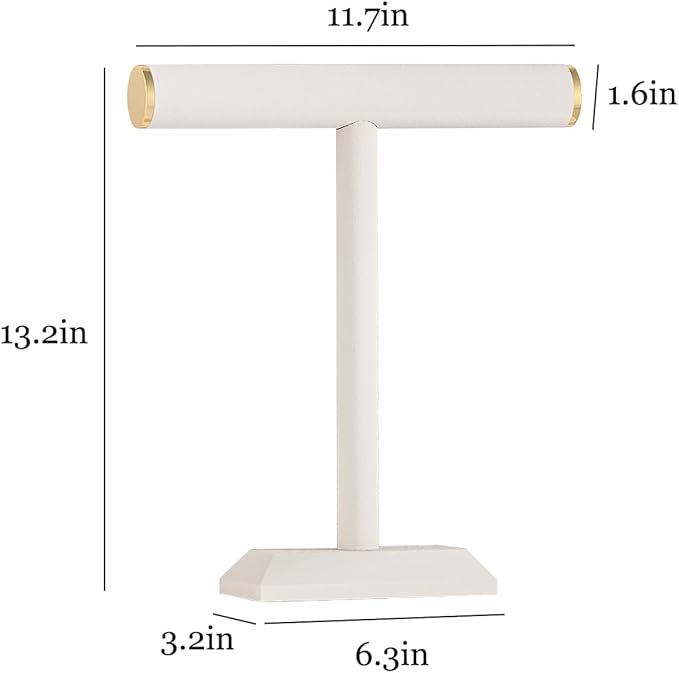 Julysky T-Bar Necklace Holder Stand,Necklace Display Stand for Selling,Necklace Organizer for Women,Necklace and Bracelet Hanger,Jewelry Stand,Necklace Storage Stand,Necklace Tree（Beige）