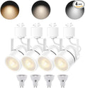 White 4PCS LED Track Lighting (No Rails) with Advanced Replaceable GU10 Bulbs, Switchable 3CCT(3000K/4000K/6000K) and Dimmable Brightness(20%-100%), Versatile Ceiling Spotlight Fixtures for Any Space