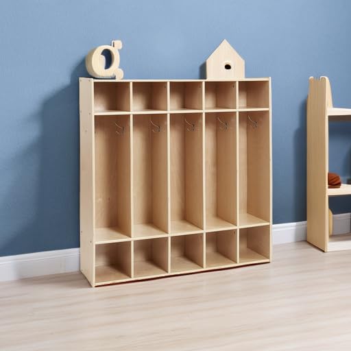 ECR4Kids Streamline 5-Section Coat Locker, Classroom Furniture, Natural