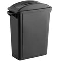 16 Gallon Slim Rectangular Trash Can with Lid, Black, Heavy Duty Plastic, 24.5W x 12.5D x 25H inches