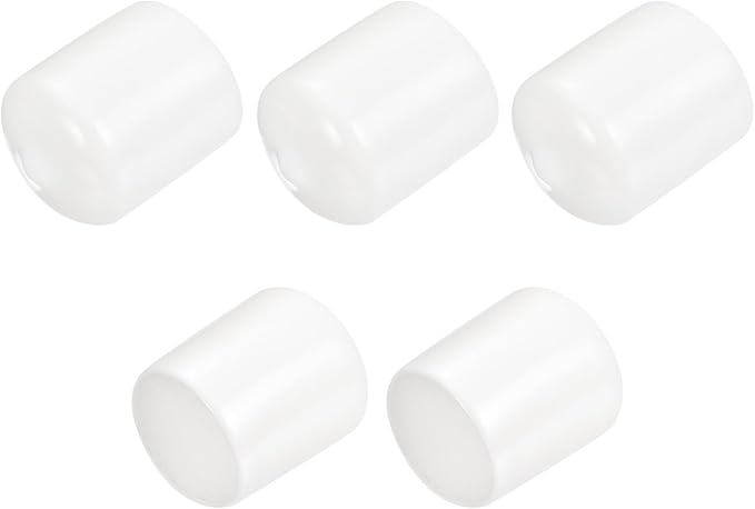 uxcell 5pcs Rubber End Caps 24mm ID Vinyl PVC Round Tube Bolt Cap Cover Screw Thread Protectors White