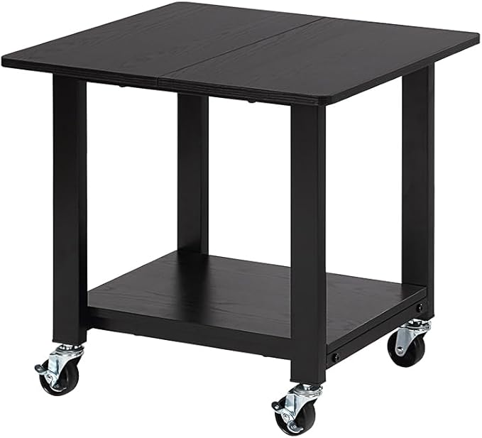 SunnyPoint 2-Tier Under Desk Printer Stand with Storage Shelf and Steel Frame, Industrial Mobile Printer Cart Holder with Lockable Improved Industrial Wheels for Home and Office (BLK)