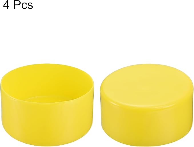 uxcell 4pcs Rubber End Caps 100mm ID Vinyl Round Tube Bolt Cap Cover Screw Thread Protectors Yellow, 50mm Height